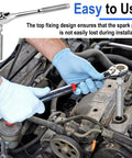 Using 14mm And 16mm Spark Plug Socket Set Thin Wall Three-Eighths Inch Drive 12-Point Magnetic Swivel Sockets on car engine