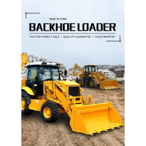 Beefy 4WD Backhoe Loader With 2.8 Meter Digging Depth, Digger Machine in a construction site, showcasing heavy duty capability