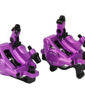 Top Shelf Mechanical Disc Brake Pair Aluminum Alloy Build For Mountain And Road Bikes Beast Mode Stopping Power in violet finish.