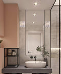 Bathroom with Crystal Wall Sconce Set of Two Modern Chrome Finish Wall Lamps with Crystal Accents for a Slick Vibe 1 Light for Living Room Bedroom Powder Room TV Wall Decor