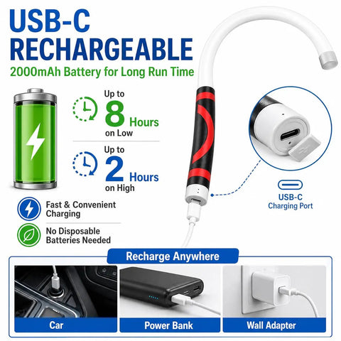 USB-C rechargeable Super Bright Flexible LED Light Stick 30 Inch Bendable Work Light With 1200 Lumens And 360 Degree Neck