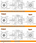 Technical diagram showing Slick Rock Solid Helical Planetary Gear Reducer compatible with Nema 23 and 34 stepper motors.