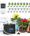 Automatic Watering System For Potted Plants With Programmable Timer And Dual Self Priming Pumps Indoor setup with 20 pots