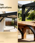 Tough As Nails Heavy Duty Arc 45 Degree Angle Bracket Kit For Wood Post And Beam Frames Rust Resistant Steel, applied on outdoor structures.