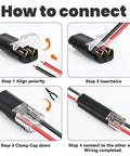 Instruction steps for 20Pcs Quick Connect Wire Connectors Set For LED Strip Lights Low Voltage No Stripping 2 Pin Solderless Plug.