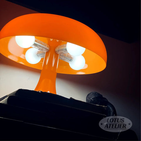 Orange Mushroom Table Lamp For Room Aesthetic, Modern Bedroom Lighting, Cozy Bedside Vibe, Retro Living Room Decor, Replaceable Bulbs Included, Easy Flip Switch, Charming Mid Century Style
