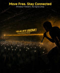 Silhouette of a singer on stage during a live show with 164ft range text, showcasing 2.4GHz Wireless XLR Transmitter And Receiver Set.