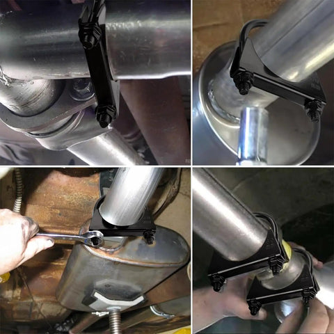 Two Piece 3 Inch Ubolt Exhaust Clamps Kit Beefy Heavy Duty Stainless Steel Saddle Type Muffler Clamps on exhaust pipes