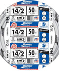 Coiled Fourteen Gauge Two Conductor Romex NM B Indoor Building Wire With Ground Fifty Feet Long 600 Volt Rating 90 Degree Celsius