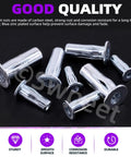 Twenty Piece M4 Metric Carbon Steel Rivet Nuts Kit With White Zinc Plating, multiple rivets displayed on black background.