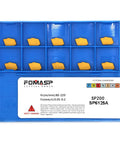 GTN-2 SP200 CNC Grooving Carbide Inserts in blue packaging case, CVD yellow coating, 10-piece set for SPB226 lathe.