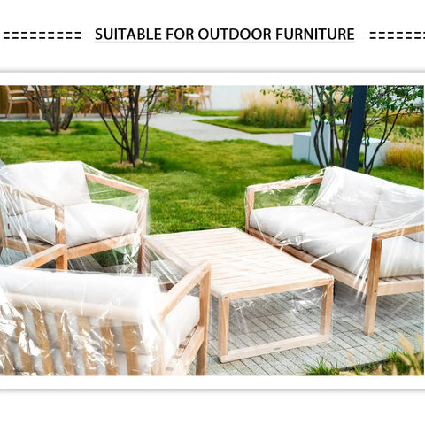 Clear Patio Furniture Covers 4 Piece Set Waterproof Heavy Duty Outdoor Sofa Armchair Love Seat And Table Covers Installed