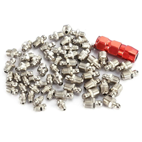 60 Piece Metal Grease Nipple Fittings Kit With Plastic Case For Automotive Motorcycle And Truck Maintenance Bearing Lubricator Set