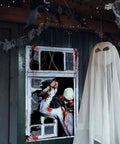 Haunting Halloween Window Curtain With 16.4 Ft LED Lights, Creepy Clown Backdrop And Joker Poster Decor for doors and walls