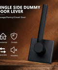 Single Sided Dummy Door Handle For Closet Or Pantry No Turning Matte Black Reversible Interior Push Pull Lever HD1601-DB-Dummy-4P on wood