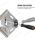 Two Pack Right Angle Clamp For Woodworking, 90 Degree Aluminum Corner Clamp With Single Handle And Adjustable Swing Jaw