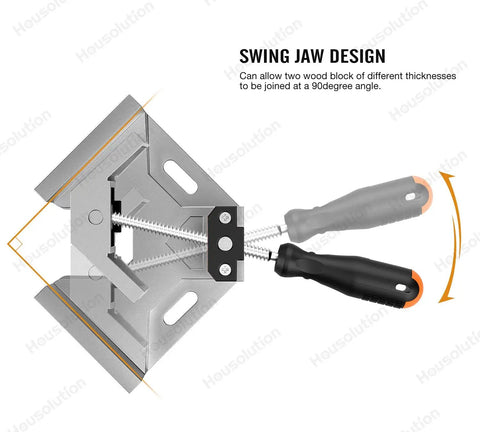 Two Pack Right Angle Clamp For Woodworking, 90 Degree Aluminum Corner Clamp With Single Handle And Adjustable Swing Jaw