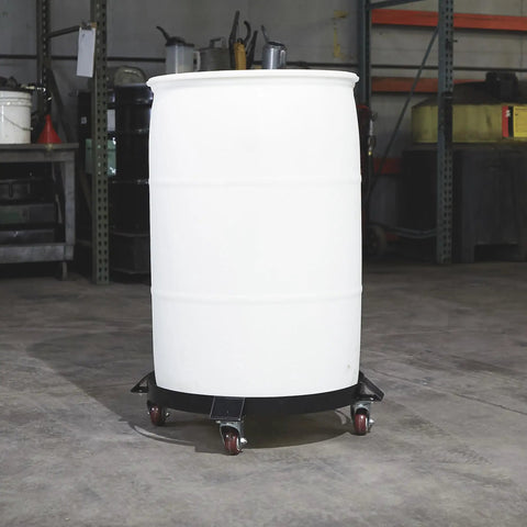Bad Boy Heavy Duty Drum Dolly Cart Built For 55 Gallon Barrels Featuring A Knockout Nine Hundred Pound Load Capacity And Rust Resistant Powder Coated Steel Frame To Haul Oils Safely Around The Workshop With Zero Stress