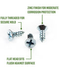 Size Eight Phillips Flat Head Wood Screws 0.75 Inch Length Zinc Plated Steel For Indoor Furniture Builds And DIY Woodworking Projects