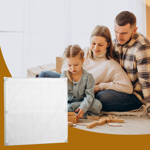 Family sitting with 20x20x1 Air Filter For Furnace And AC MERV 13 Electrostatic Nanofiber Pet Friendly 8 Pack in front