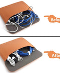 Before and after using 60 Pack Hook And Loop Cable Ties 6 7 8 Inch White for cable organization in pouch