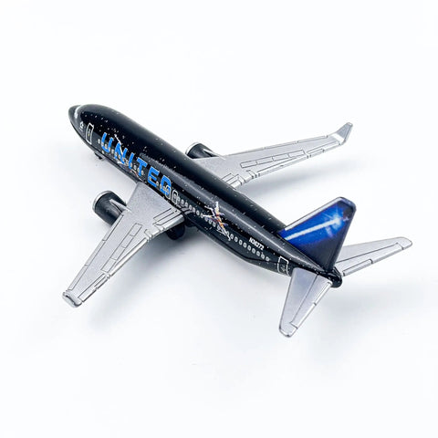 Top view of United Black Livery Airplane Model For Desktop Decor And Collecting Dope Desk Display Durable ABS Plastic And Alloy Mini Aircraft