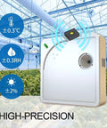 WiFi Temperature Humidity And Ambient Light Sensor With Pro Grade Data Logger External Probe Support in greenhouse