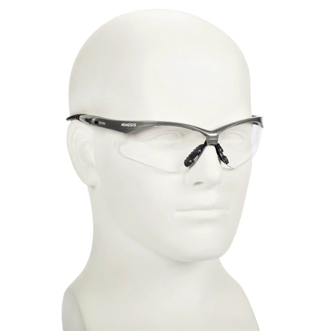 Nemesis Safety Glasses With Clear Anti Fog Lenses And Silver Frame Sporty Lightweight Design For All Day Comfort Great For Hot To Cold Conditions Work Site Ready Eye Protection 12 Pairs Per Case