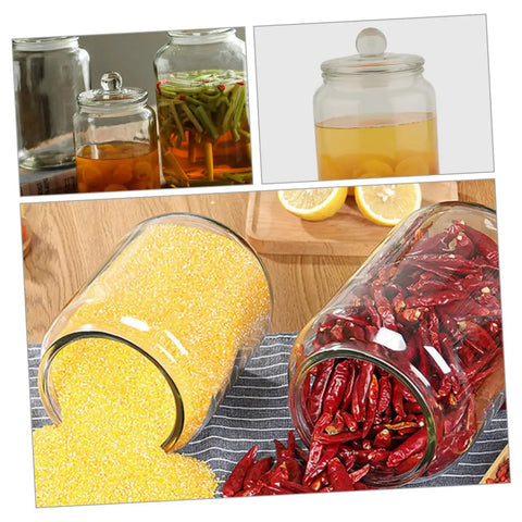 Level Up Your Pantry Setup With These Hella Tough 2 Liter Airtight Glass Tea Canisters And Food Storage Jar Set Built To Seal In Freshness For Coffee Beans Snacks And Grains While Keeping Counter Space Clean, showcasing jars with spices and grains.