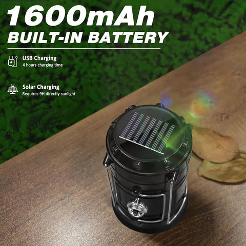 4 Pack Solar Camping Lanterns Collapsible Led Lantern And Flashlight USB Rechargeable Emergency Lights top solar panel view