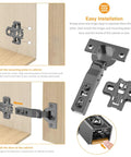 Installation guide for 10 Pack No Slam Soft Close Cabinet Hinges With Clip On Plate Three Quarters Inch Overlay 105 Degree Silent Hydraulic Black Frameless European Concealed Hinge