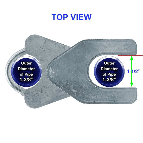 Top view of Chain Link Drop Rod Pin Latch for One to Three Eighths Inch Double Gate Frame 36 Inch Long Cane Bolt Style Replacement.