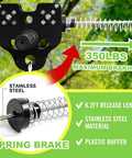 Backyard Zipline Kit For Kids And Adults With 100 Foot Cable 6 Foot Spring Brake Trolley with stainless steel spring close-up