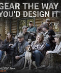 Group of people with dogs in outdoor setting, wearing outdoor gear, branded with SportDOG Team logo, text saying 'Gear The Way You'd Design It'.