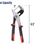 6.5 Inch Slip Joint Pliers with Groove Joint Function showing 1-inch jaw capacity