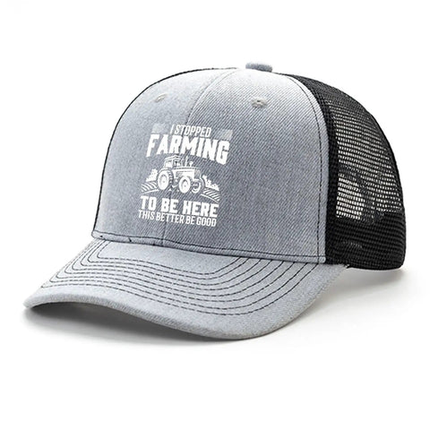 Dope Heather Grey Trucker Cap for Men and Boys with mesh back and farming text, adjustable strap, stylish and comfortable design