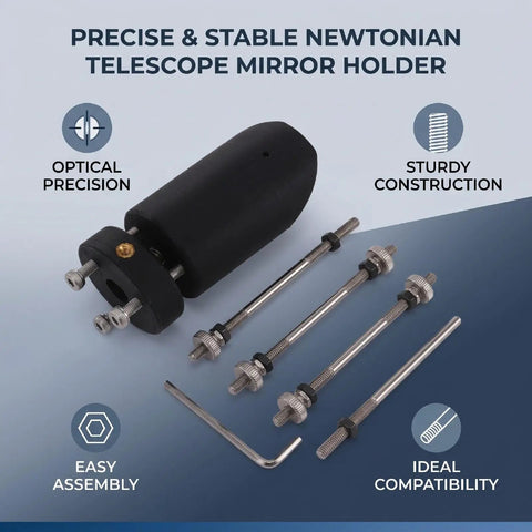 Newtonian Reflector Telescope Mount With ABS Iron Rod Holder for precise fitment, tools and rods for 35mm mirror and 160mm tube.