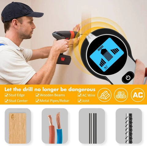 Digital Stud Finder And Wall Scanner With Hd Lcd Display And Loud Audio Alert, 5 In 1 Live Ac Wire Detector For Wood Studs And Steel Beams, Dead On Accuracy For Weekend Warriors