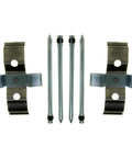Front Disc Brake Caliper Hardware Kit With Clips And Pins For Easy Install OE Quality Fit Includes All The Clips And Pins You Need For A Solid DIY Friendly Braking System, showing metal pins and clips arranged neatly