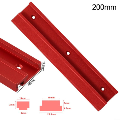 Red 200mm Aluminum T Track 45 Type T Slot Miter Track Fixture for Router Table, Tablesaw, Bandsaw and Woodworking Jigs