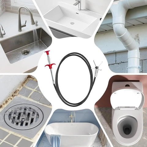 118 Inch Flexible Drain Cleaning Snake Grabber Reacher Tool For Clogged Sinks, Toilets, Tubs, And Gutters, Hair And Debris Removal In Tight Corners With Bendable Spring Design For Easy DIY Home Plumbing