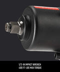 Close-up view of Half Inch Air Impact Wrench With 400 Ft Lbs Torque, Heavy Duty All Metal Build, shown with drive end.