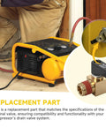 Universal Air Compressor Drain Valve Replacement in use on Dewalt model with brass valve detail