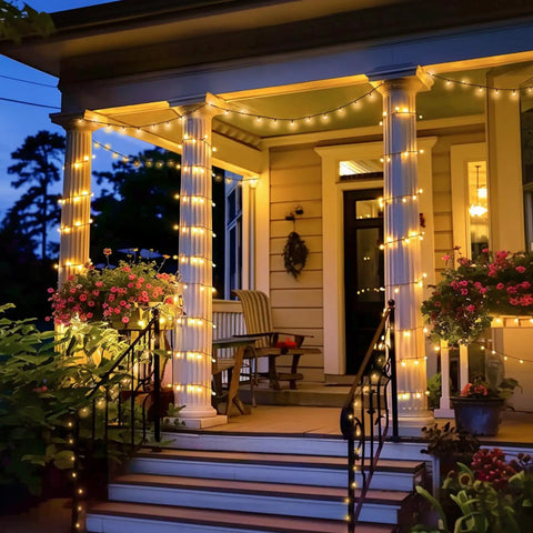 2 Pack Solar String Lights Outdoor Waterproof 400 LED 151 Ft Total Warm White 8 Modes Solar Powered Xmas Lights For Patio