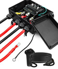 Upgraded Pre Wired Winch Control Box 12V 500A Relay Contactor Switch with red and black cables and handheld remote for easy installation.