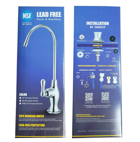 Straight Up Pure Drinking Water Faucet For Reverse Osmosis Brushed Nickel Kitchen Sink Faucet Certified Lead Free installation guide with specifications