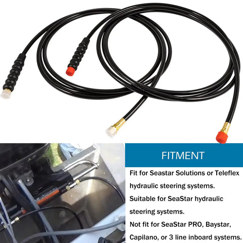 Heavy Duty Hydraulic Steering Hose Kit 16 Foot Pre Assembled Copper 1000 PSI Marine Grade No Cutting Needed Compatible With Outboard Steering Systems Built To Last Today, showcasing hoses and marine fitting details.