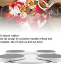 360 Degree Rotating Lazy Susan For Dining Table Round Serving Tray Kitchen Turntable shown with top and side view