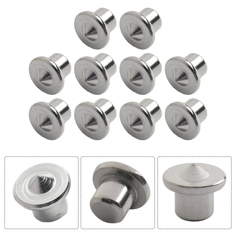 Tenon Centering Pins Set 10 Pcs Dowel Center Marks For Woodworking 6 8 10 12mm Steel Dowel Centers in silver finish, multiple views