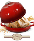 5 Quart Cast Iron Dutch Oven For Sourdough Baking With Domed Enamel Lid Round Bread Oven In Cherry Red Includes Silicone Sling